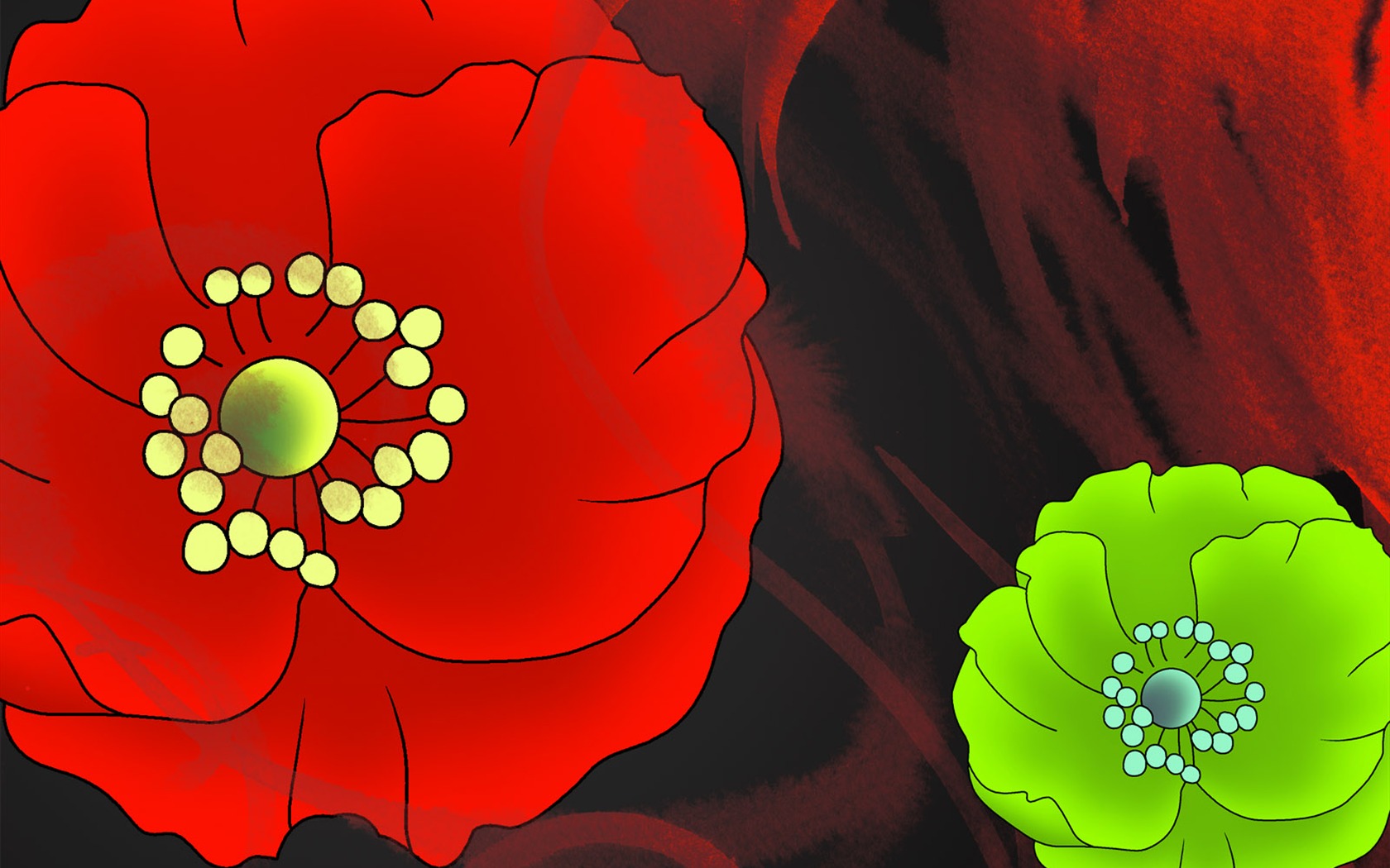 Exquisite Ink Flower Wallpapers #25 - 1680x1050