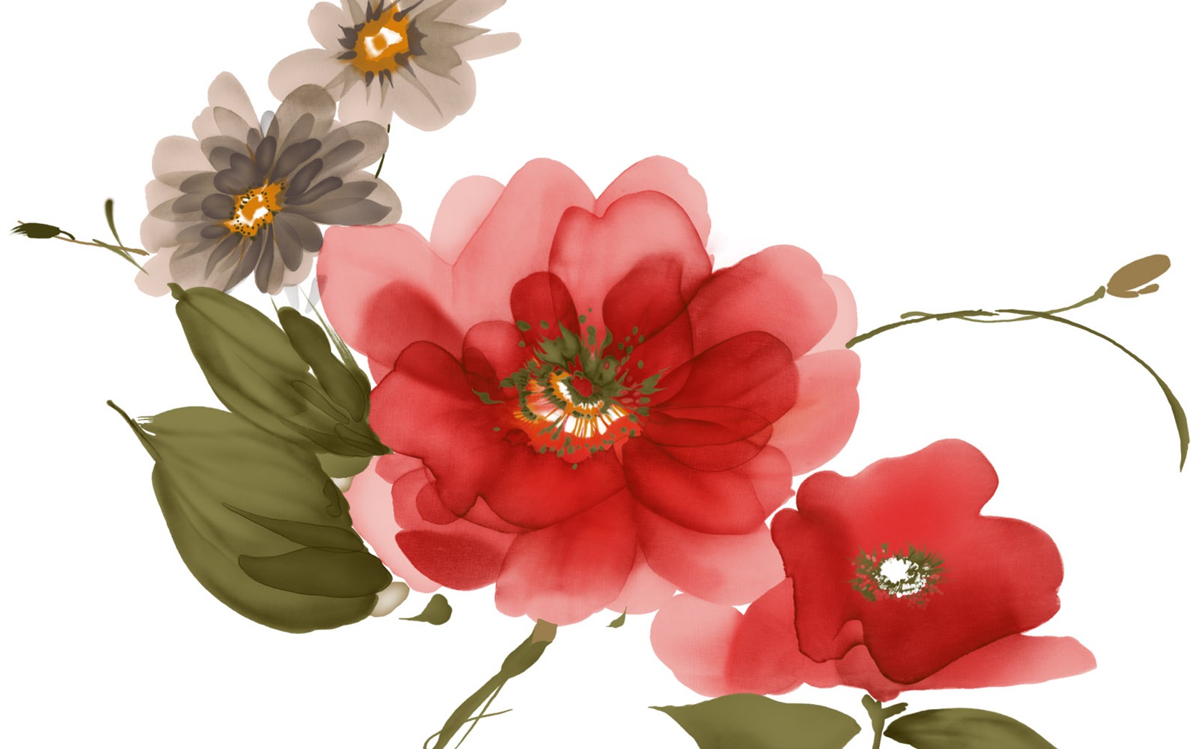 Exquisite Ink Flower Wallpapers #33 - 1680x1050