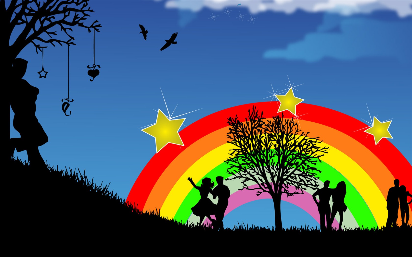 Vector People silhouette wallpaper (2) #13 - 1680x1050