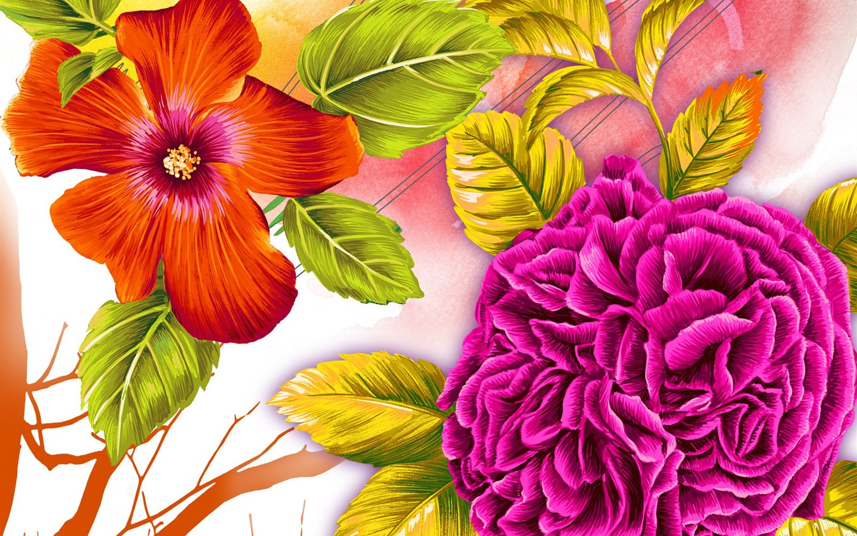 Blumentapete Illustration Design #1 - 1680x1050