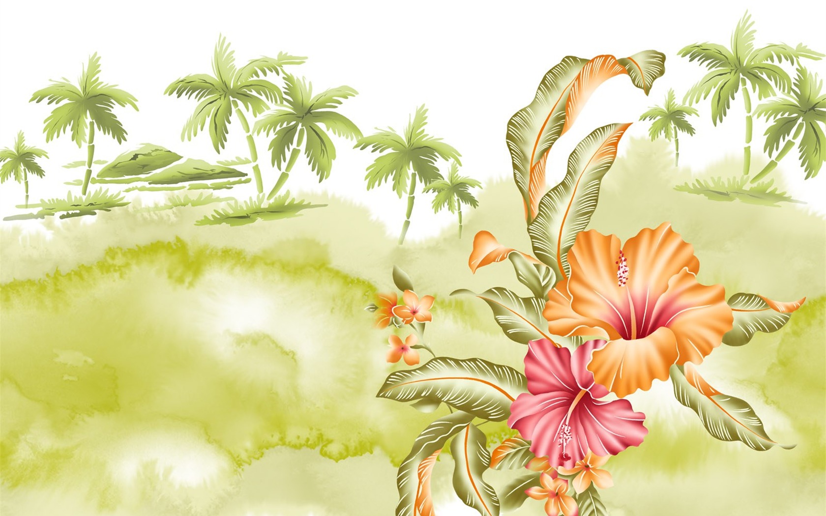 Blumentapete Illustration Design #21 - 1680x1050