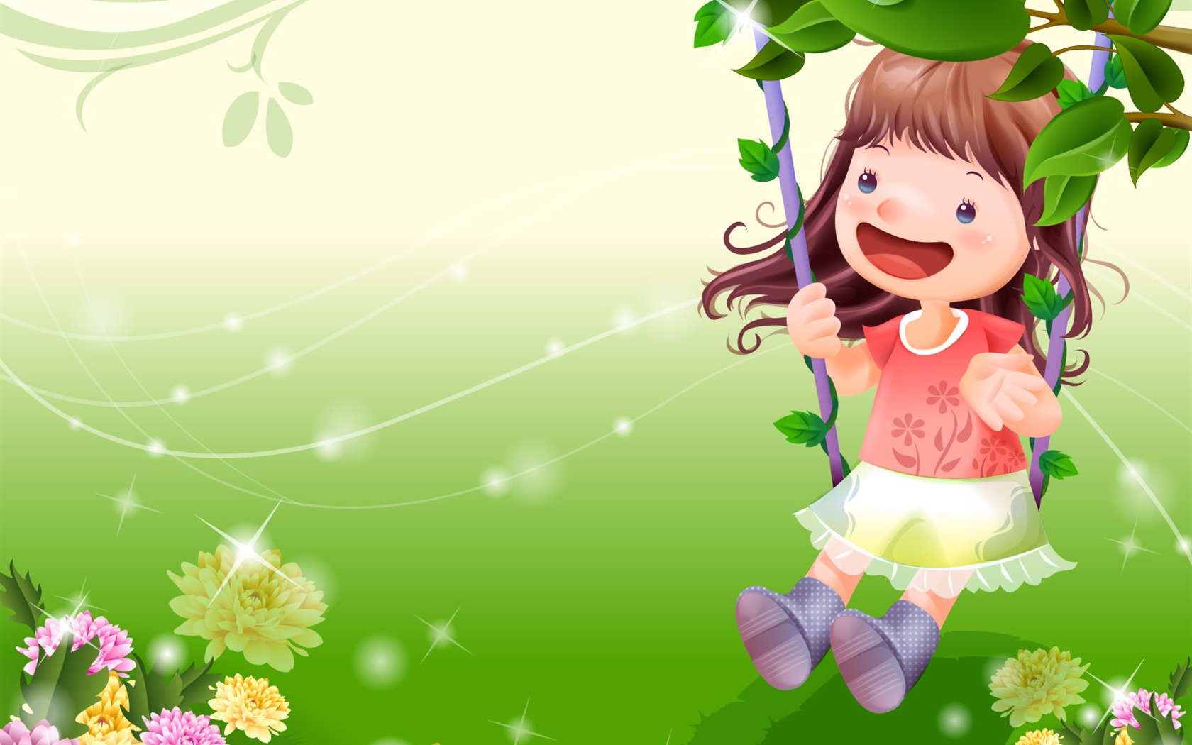 Vector happy childhood Wallpaper (2) #6 - 1680x1050