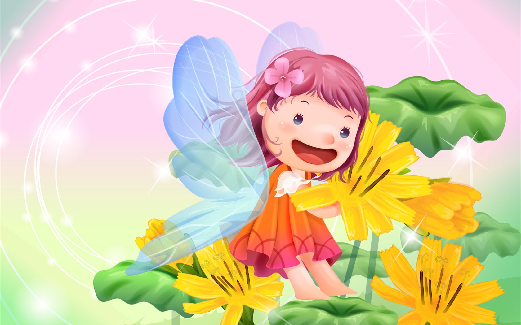 Vector happy childhood Wallpaper (2) #20 - 1680x1050