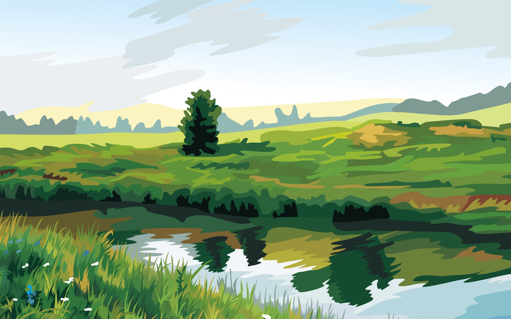 Tapety Vektorové Krajina (3) #1 - 1680x1050
