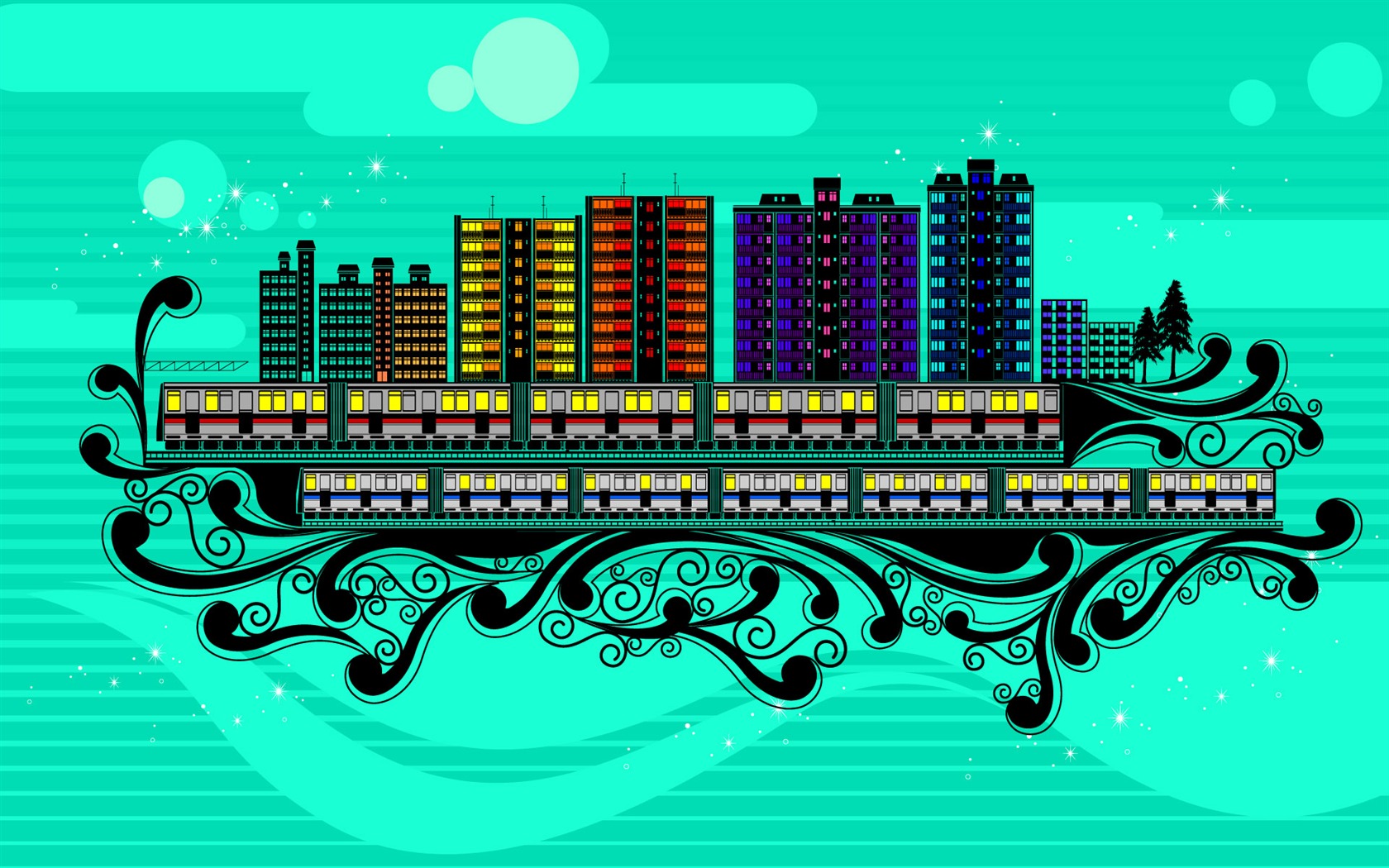 Vector pattern urban wallpaper (1) #14 - 1680x1050