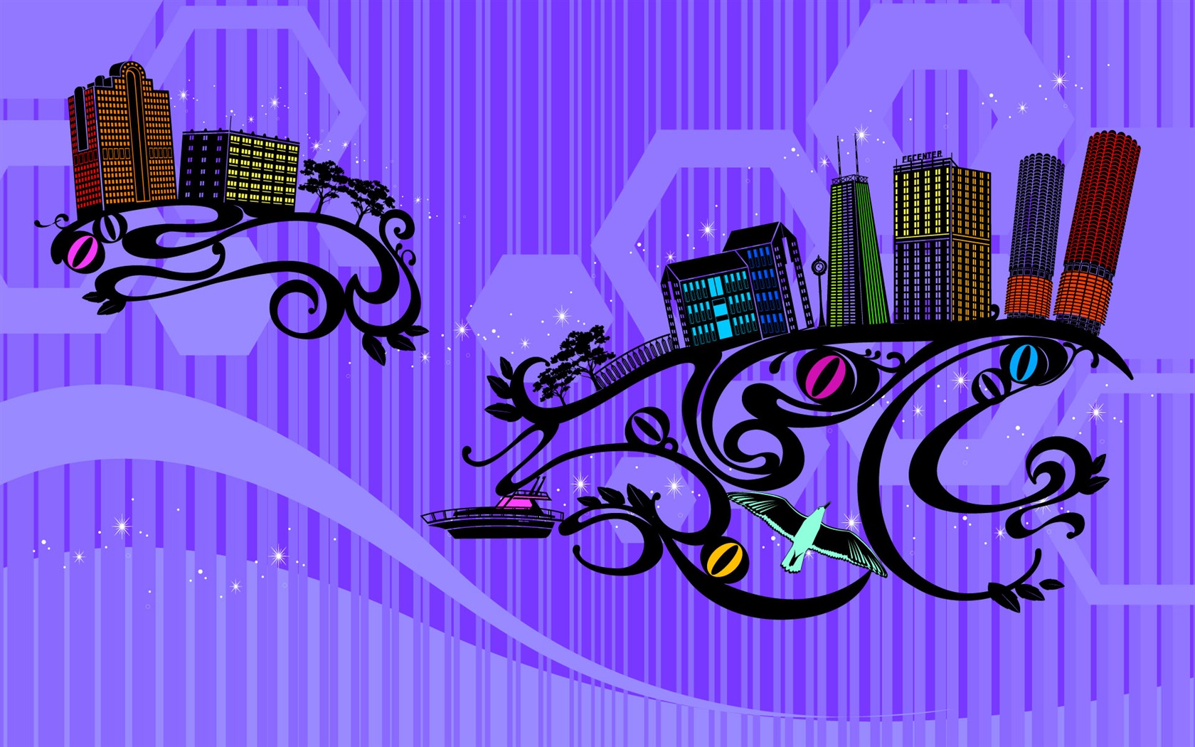 Vector pattern urban wallpaper (2) #4 - 1680x1050