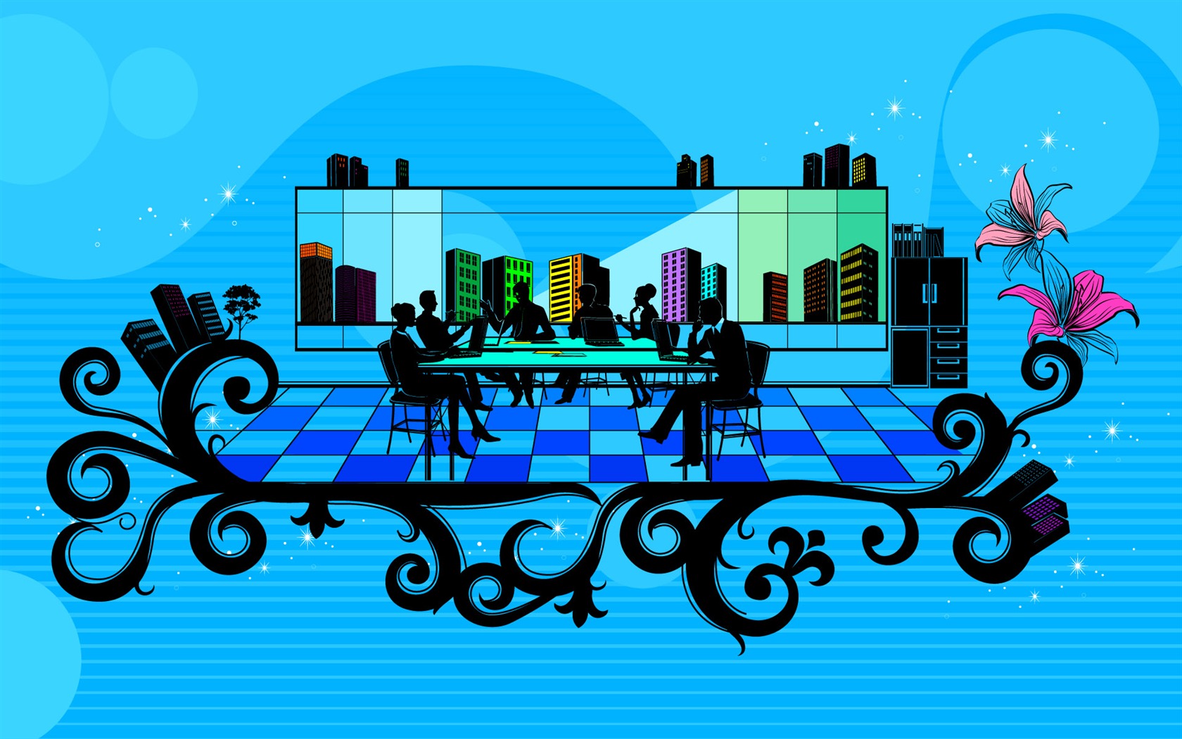Vector pattern urban wallpaper (2) #17 - 1680x1050