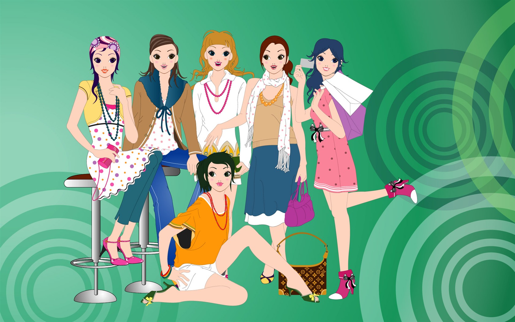 Vector urban women wallpaper (1) #2 - 1680x1050