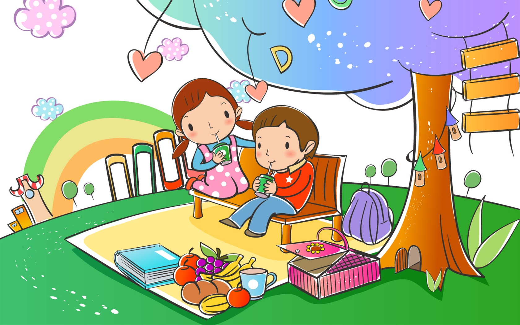 Vector cartoon childhood wallpaper (1) #1 - 1680x1050