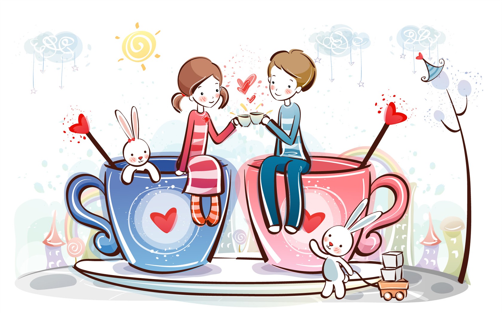 Cartoon Valentine's Day wallpapers (2) #1 - 1680x1050