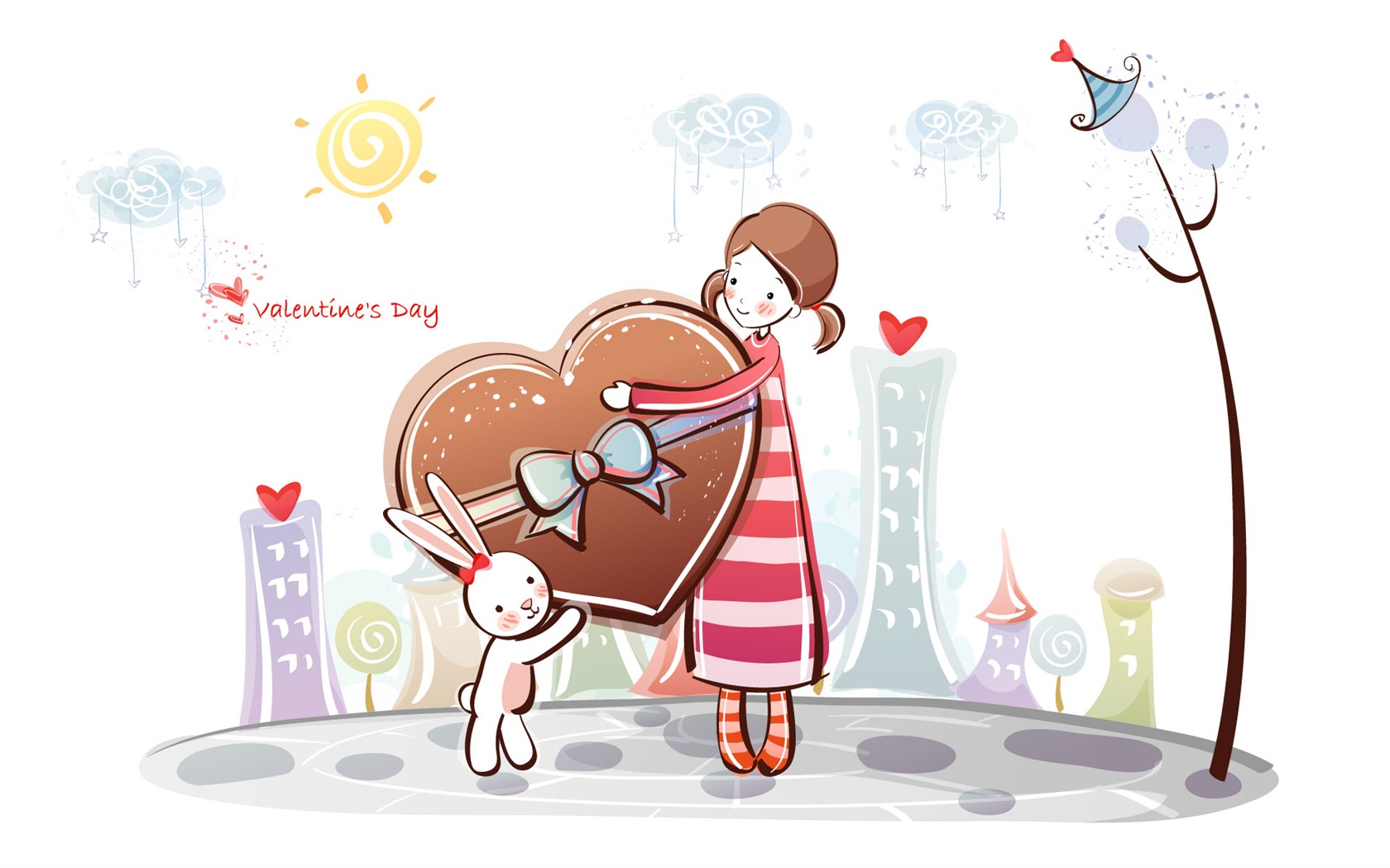 Cartoon Valentine's Day wallpapers (2) #9 - 1680x1050