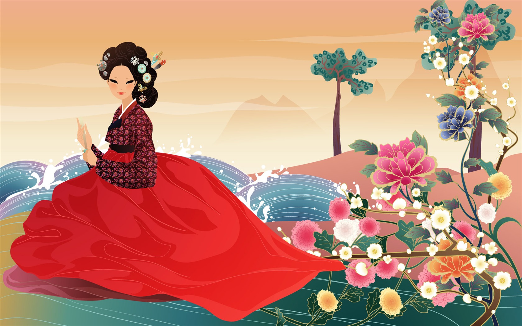 Vector wallpaper of Korean women (1) #20 - 1680x1050