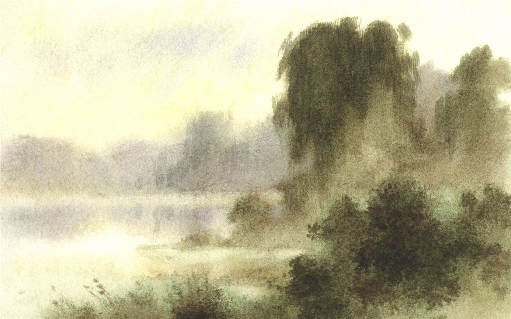 Watercolor landscape hand-painted wallpaper (1) #17 - 1680x1050