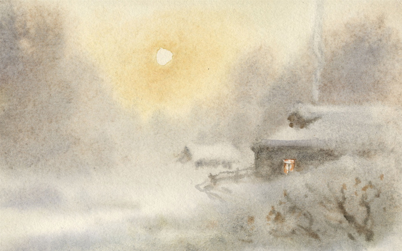 Watercolor landscape hand-painted wallpaper (2) #15 - 1680x1050