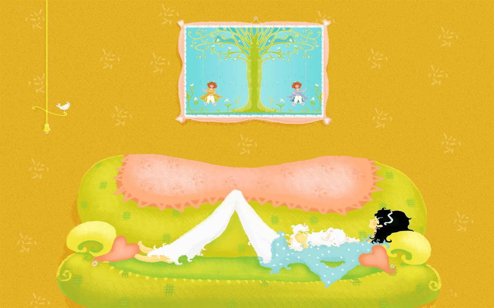 Hand-painted wallpaper girl romance (2) #2 - 1680x1050