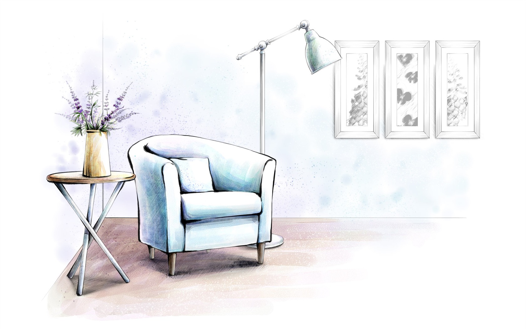 Hand-painted wallpaper indoor home (2) #9 - 1680x1050