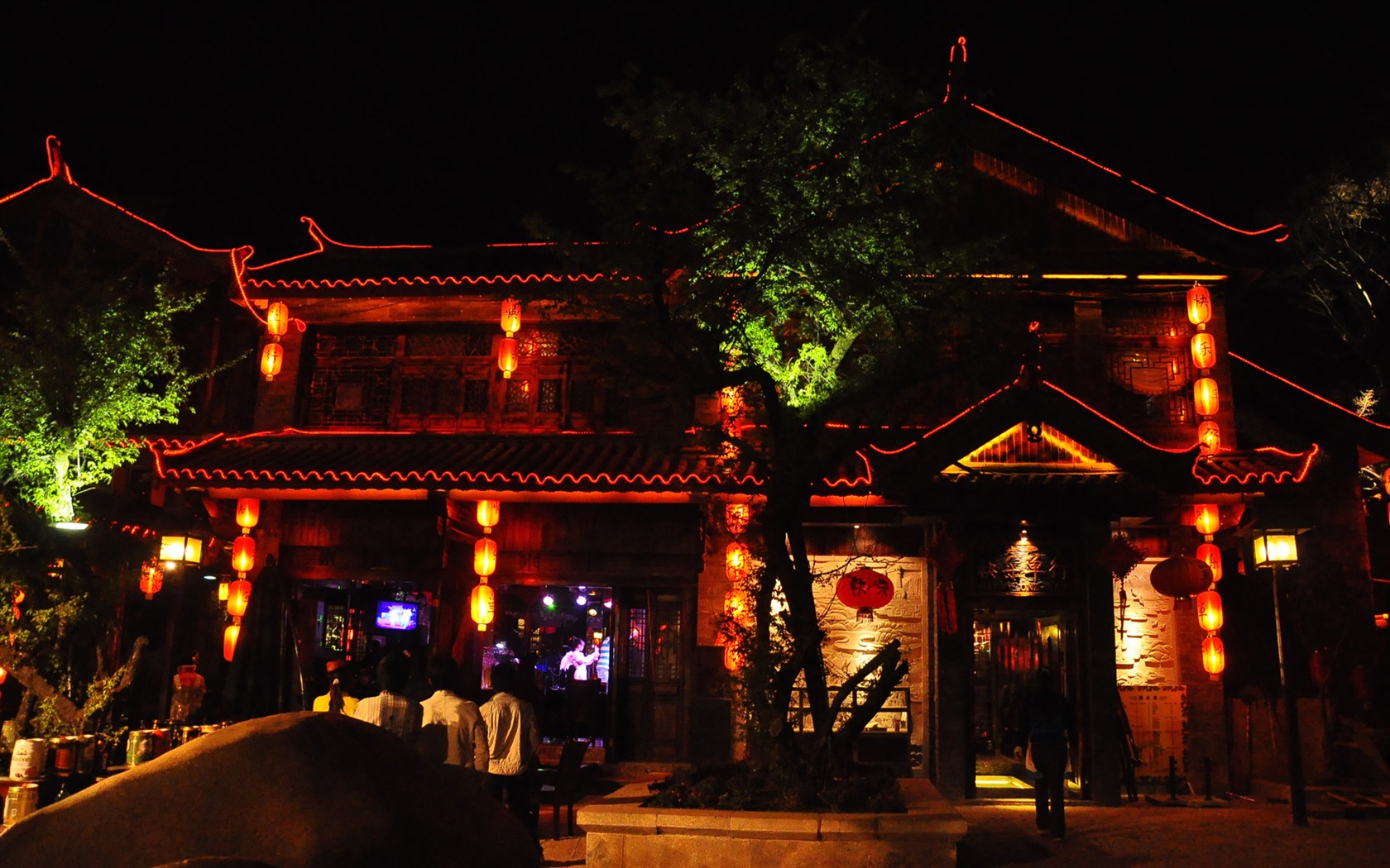 Starobylé město Lijiang Night (Staré Hong OK práce) #11 - 1680x1050