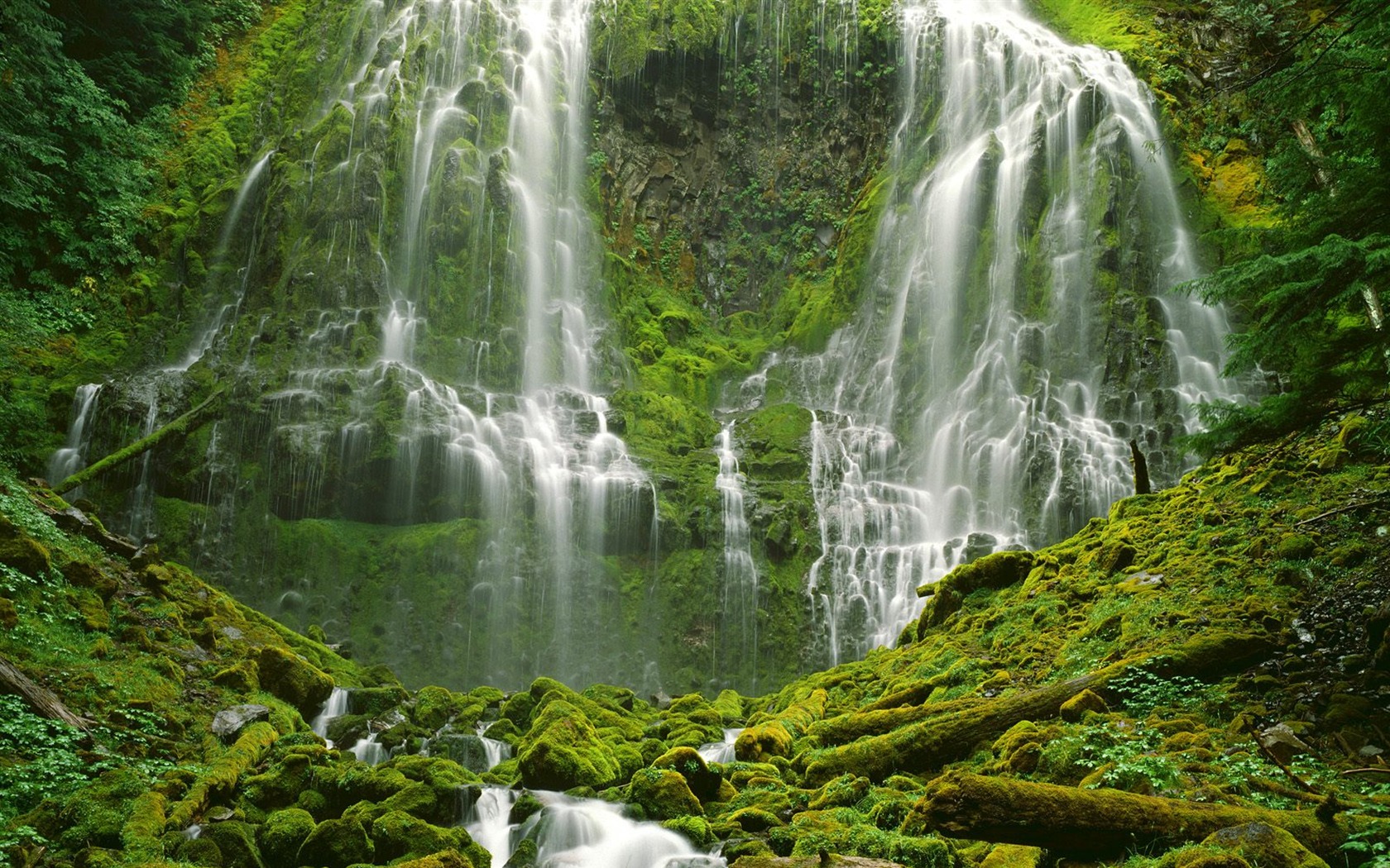 Waterfall streams wallpaper (7) #2 - 1680x1050