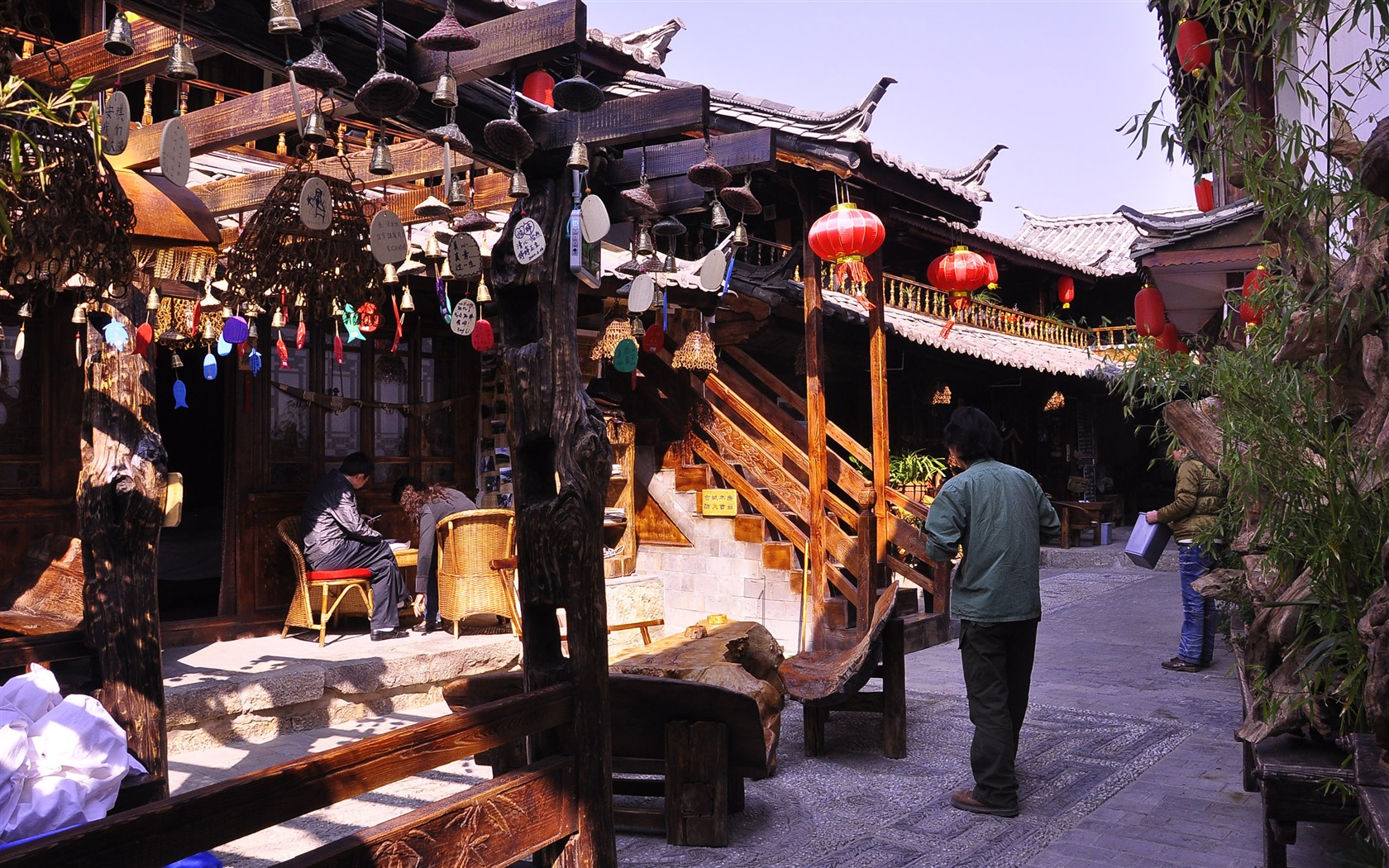Starobylé město Lijiang atmosféra (1) (starý Hong OK práce) #13 - 1680x1050