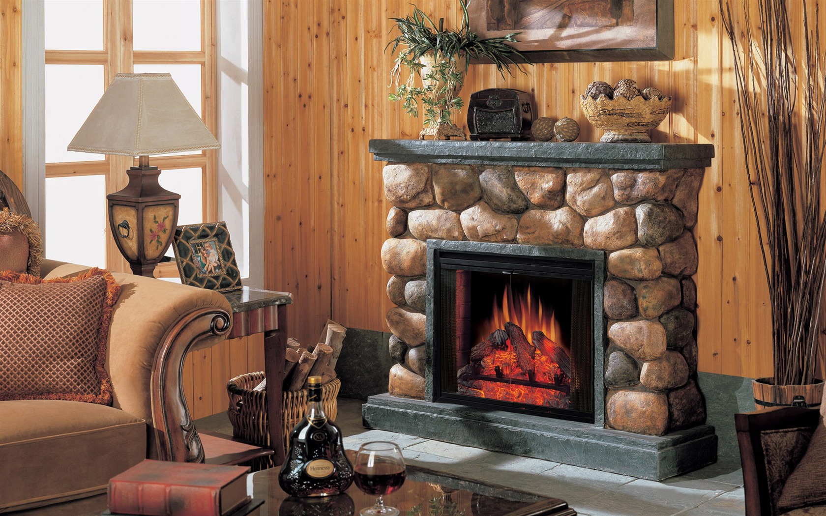 Western-style family fireplace wallpaper (1) #2 - 1680x1050