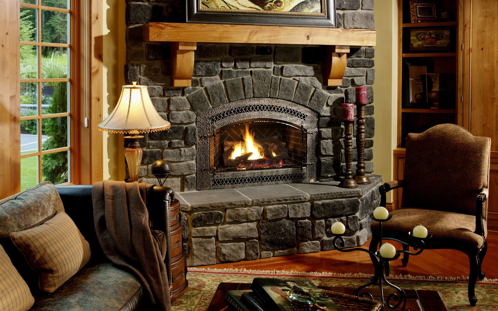 Western-style family fireplace wallpaper (1) #19 - 1680x1050