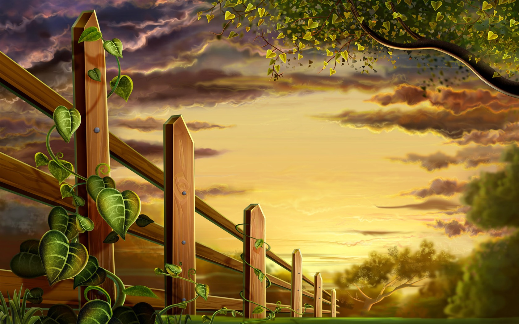 Colorful hand-painted wallpaper landscape ecology (2) #4 - 1680x1050