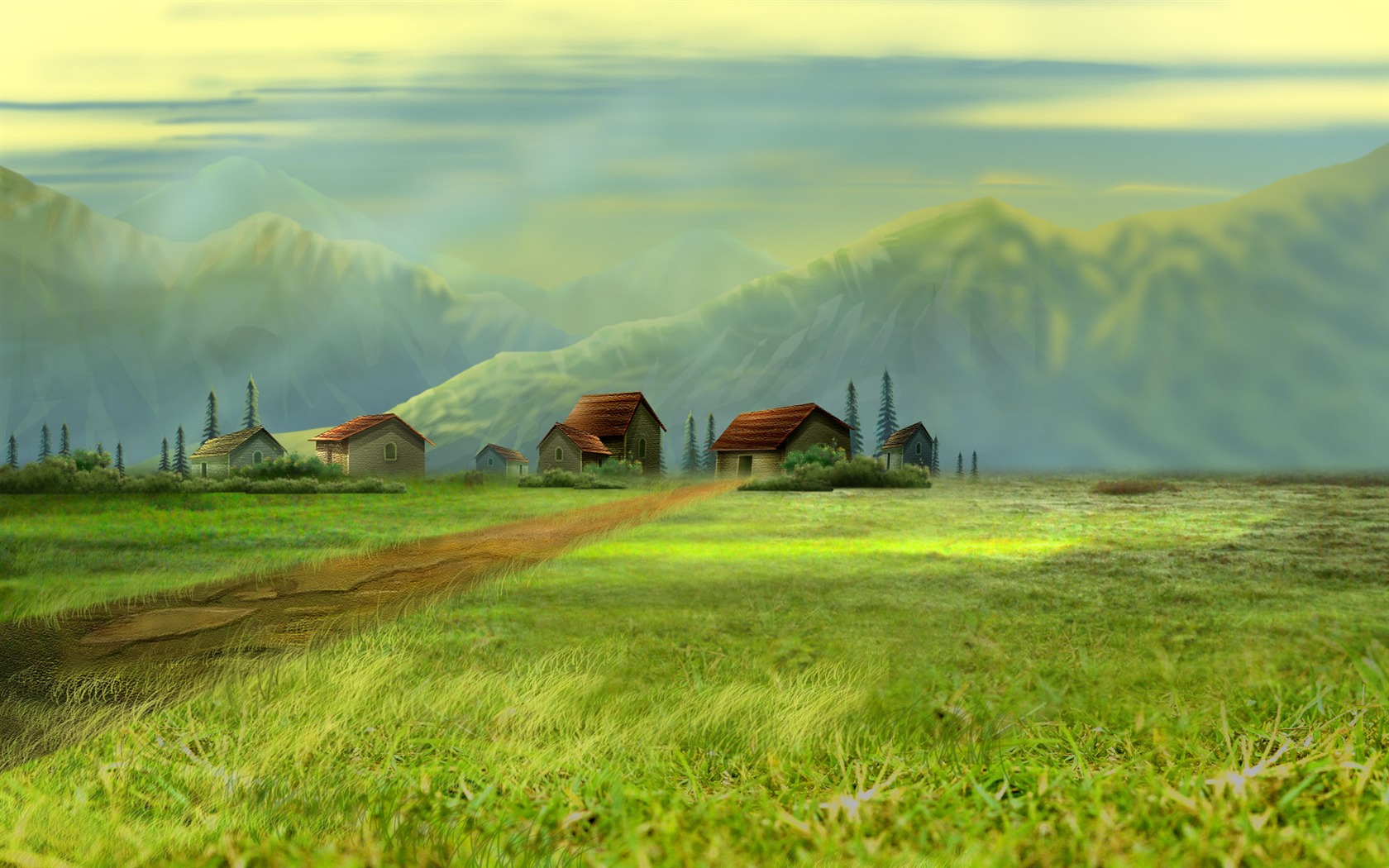Colorful hand-painted wallpaper landscape ecology (3) #13 - 1680x1050