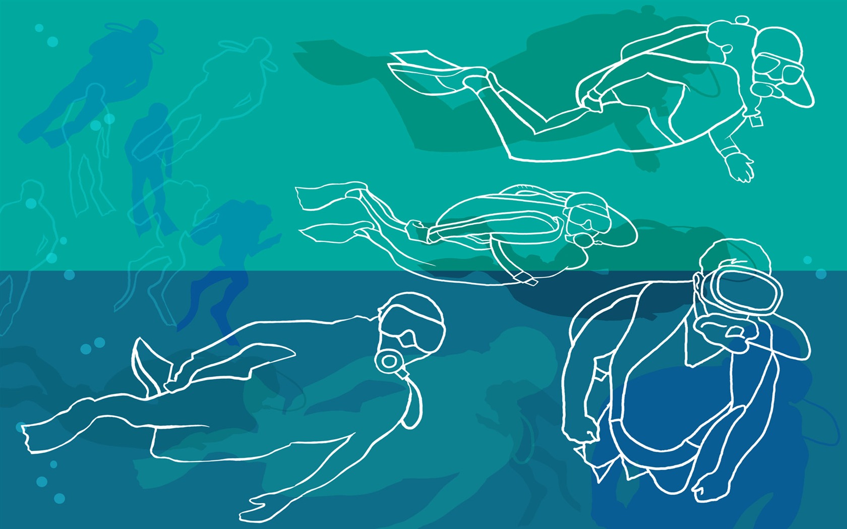Hand-painted wallpaper line drawing (2) #2 - 1680x1050