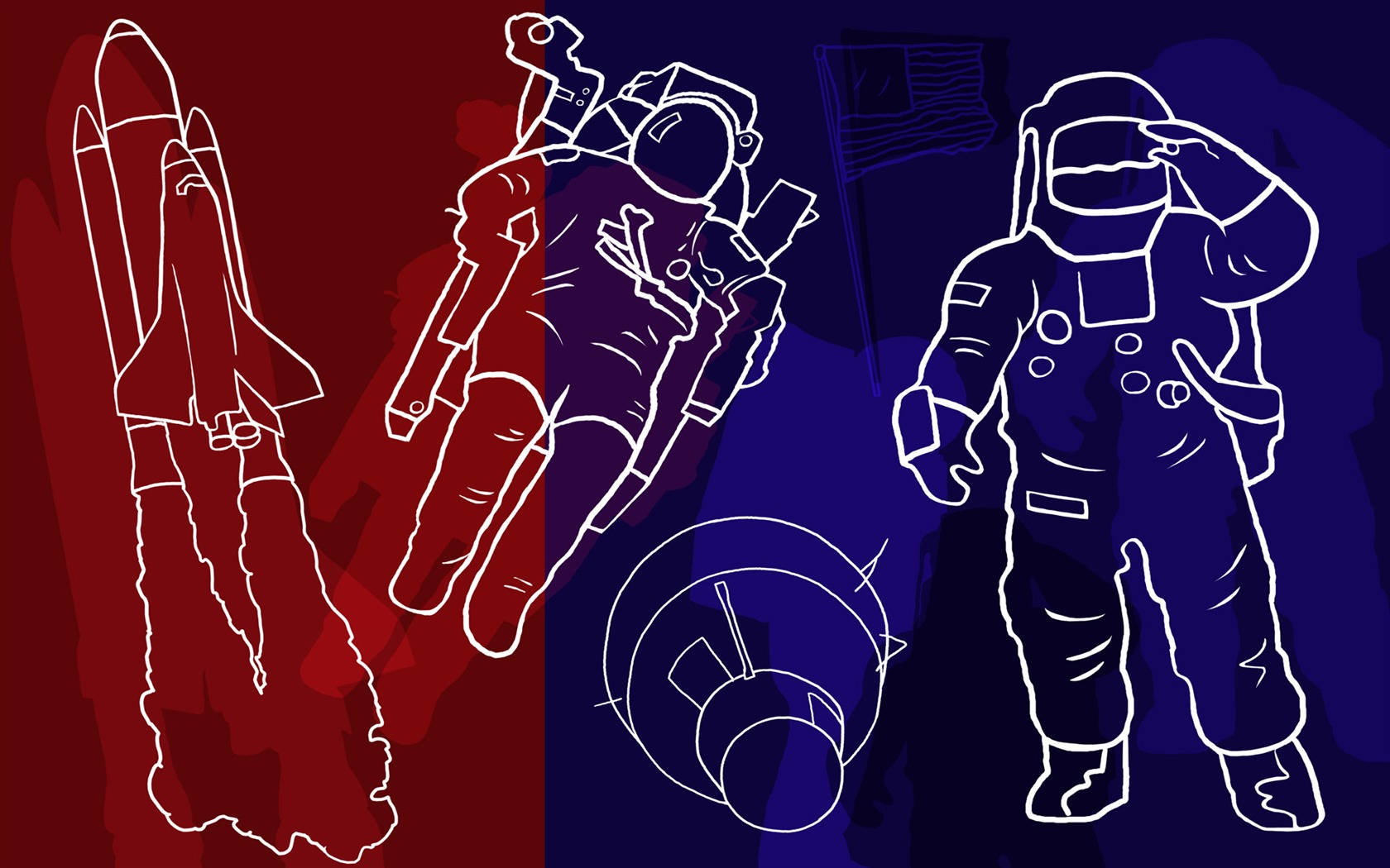 Hand-painted wallpaper line drawing (2) #4 - 1680x1050