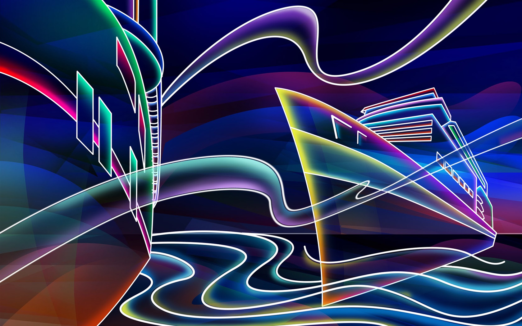 Hand-painted wallpaper line drawing (5) #6 - 1680x1050