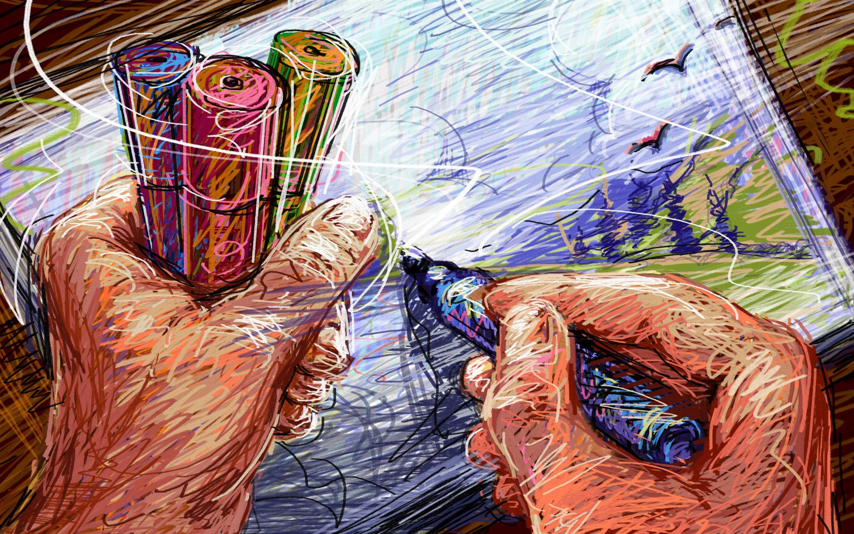 Living hand-painted wallpaper widescreen (2) #19 - 1680x1050