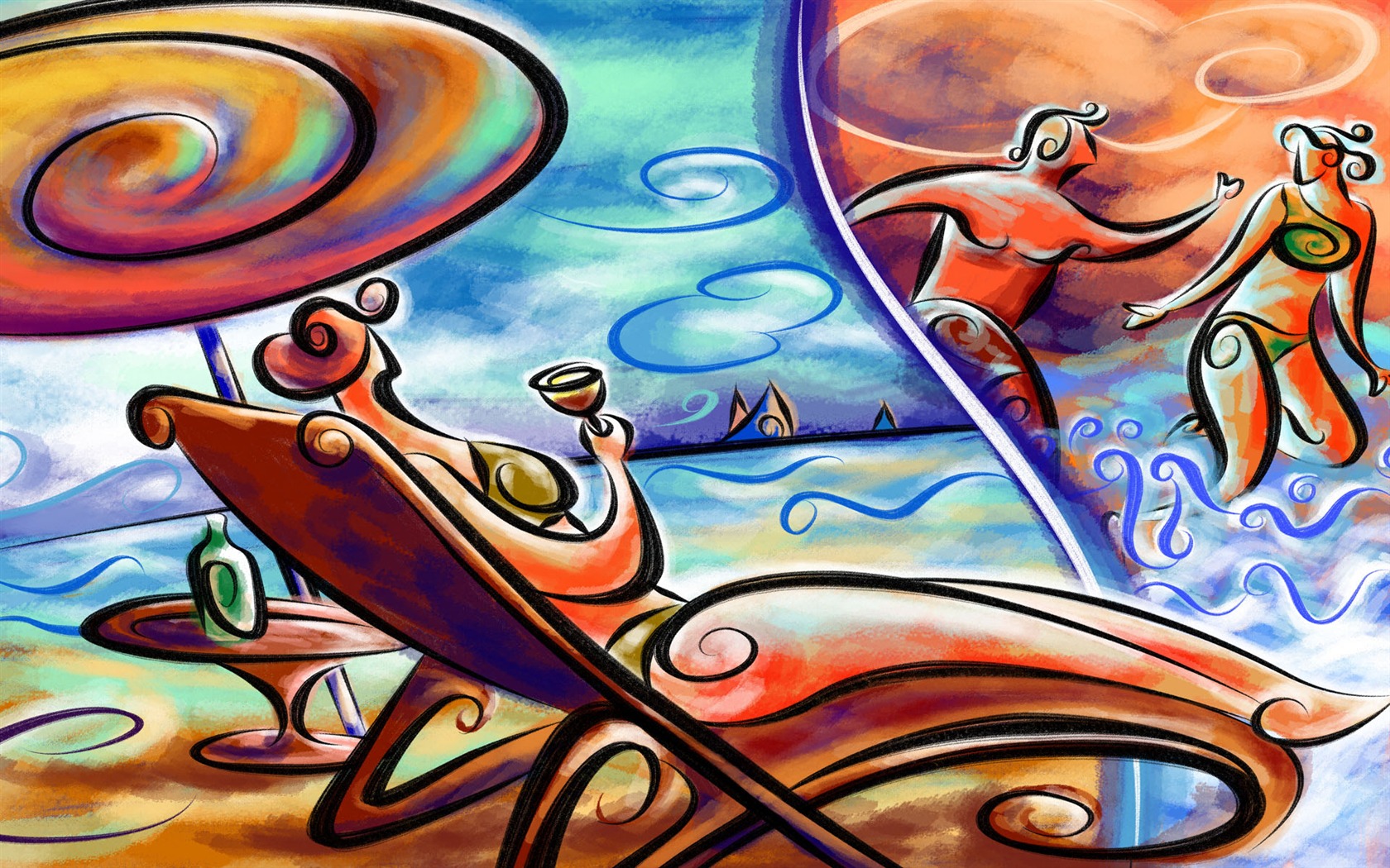 Living hand-painted wallpaper widescreen (8) #5 - 1680x1050