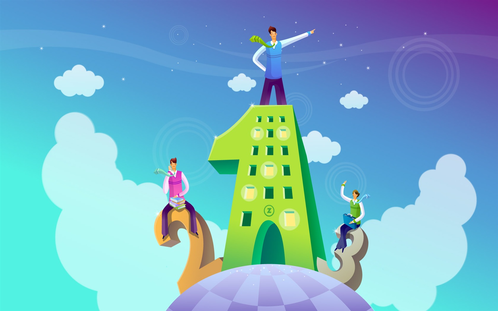 Vector cartoon wallpaper business meaning (2) #5 - 1680x1050