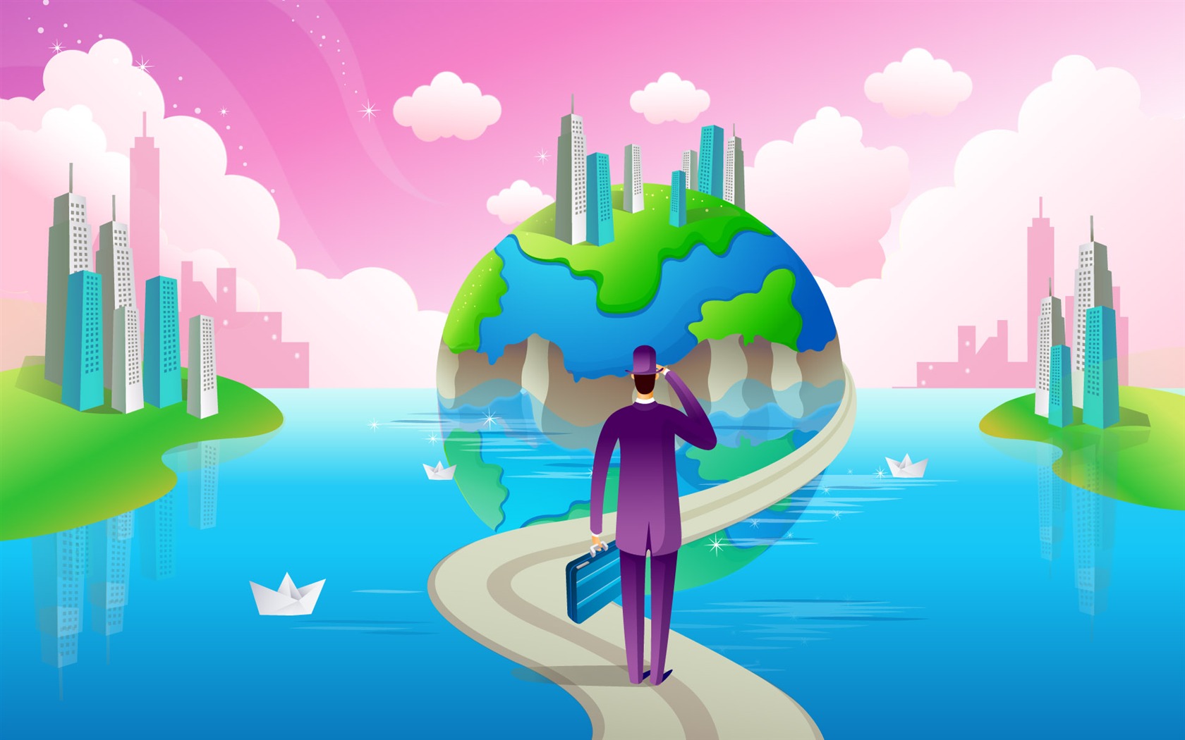 Vector cartoon wallpaper business meaning (2) #12 - 1680x1050