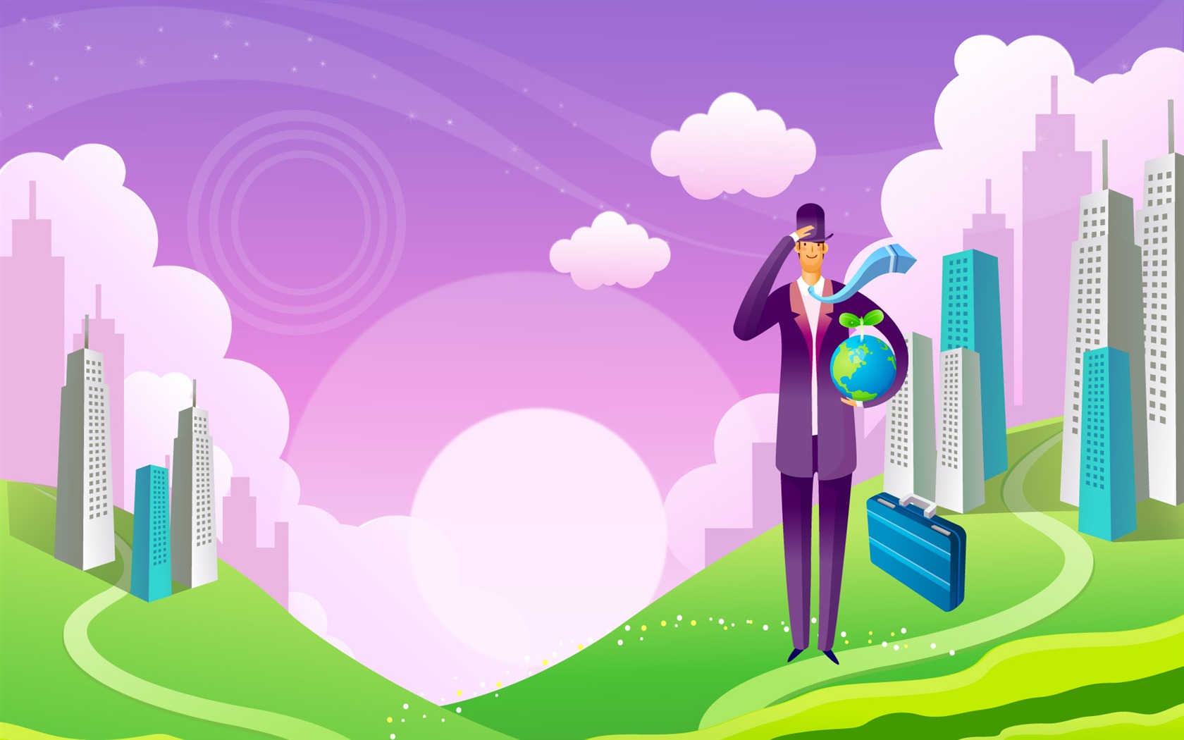 Vector cartoon wallpaper business meaning (2) #14 - 1680x1050