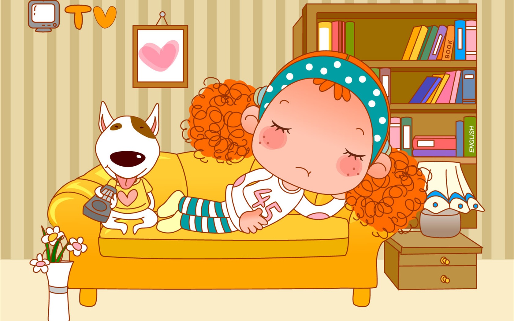 Vector girl and dog wallpapers #7 - 1680x1050