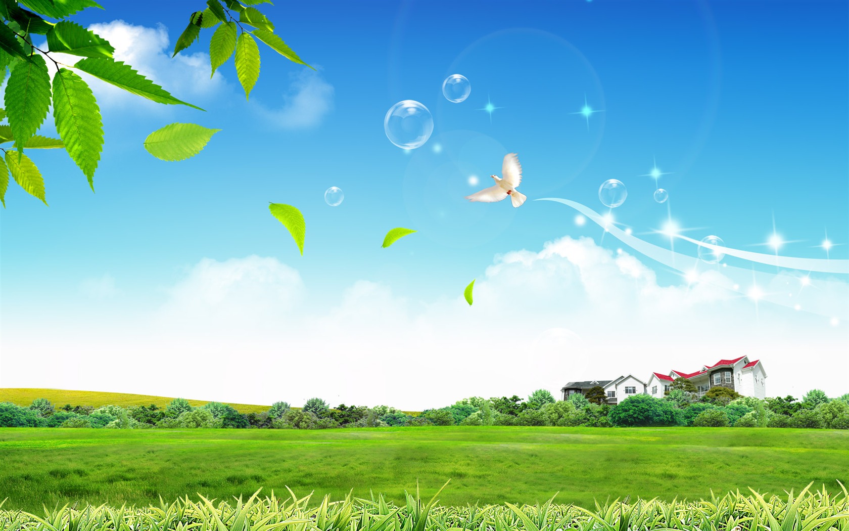 Photoshop sonnigen Sommertag Landschaft Wallpaper (1) #20 - 1680x1050