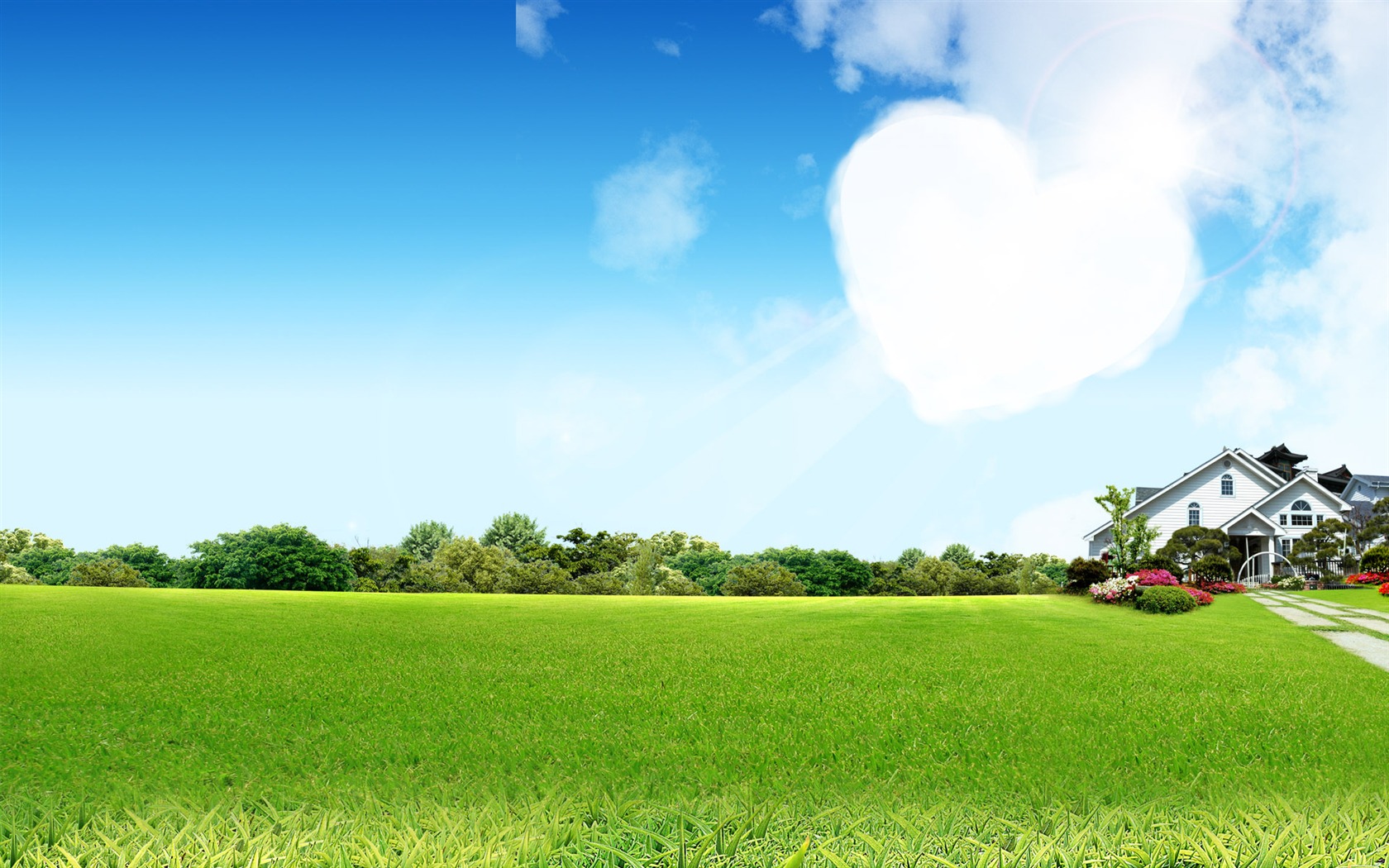 Photoshop sonnigen Sommertag Landschaft Wallpaper (2) #9 - 1680x1050