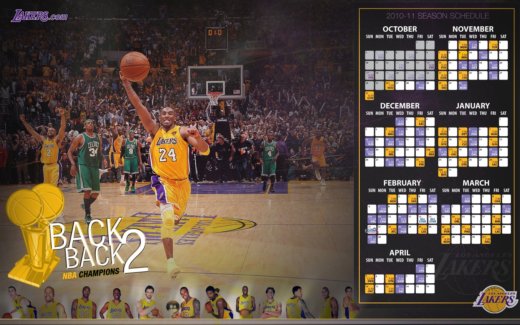NBA 2010-11 시즌, 로스 앤젤레스 레이커스 배경 화면 #15 - 1680x1050
