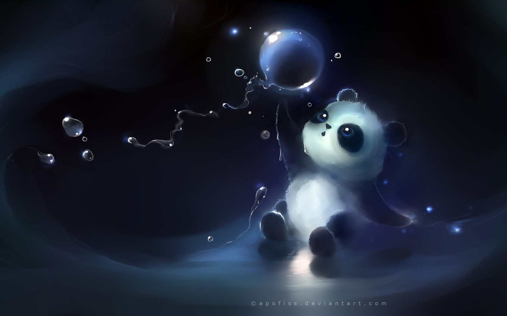 Apofiss水彩插畫 小黑貓壁紙 #10 - 1680x1050