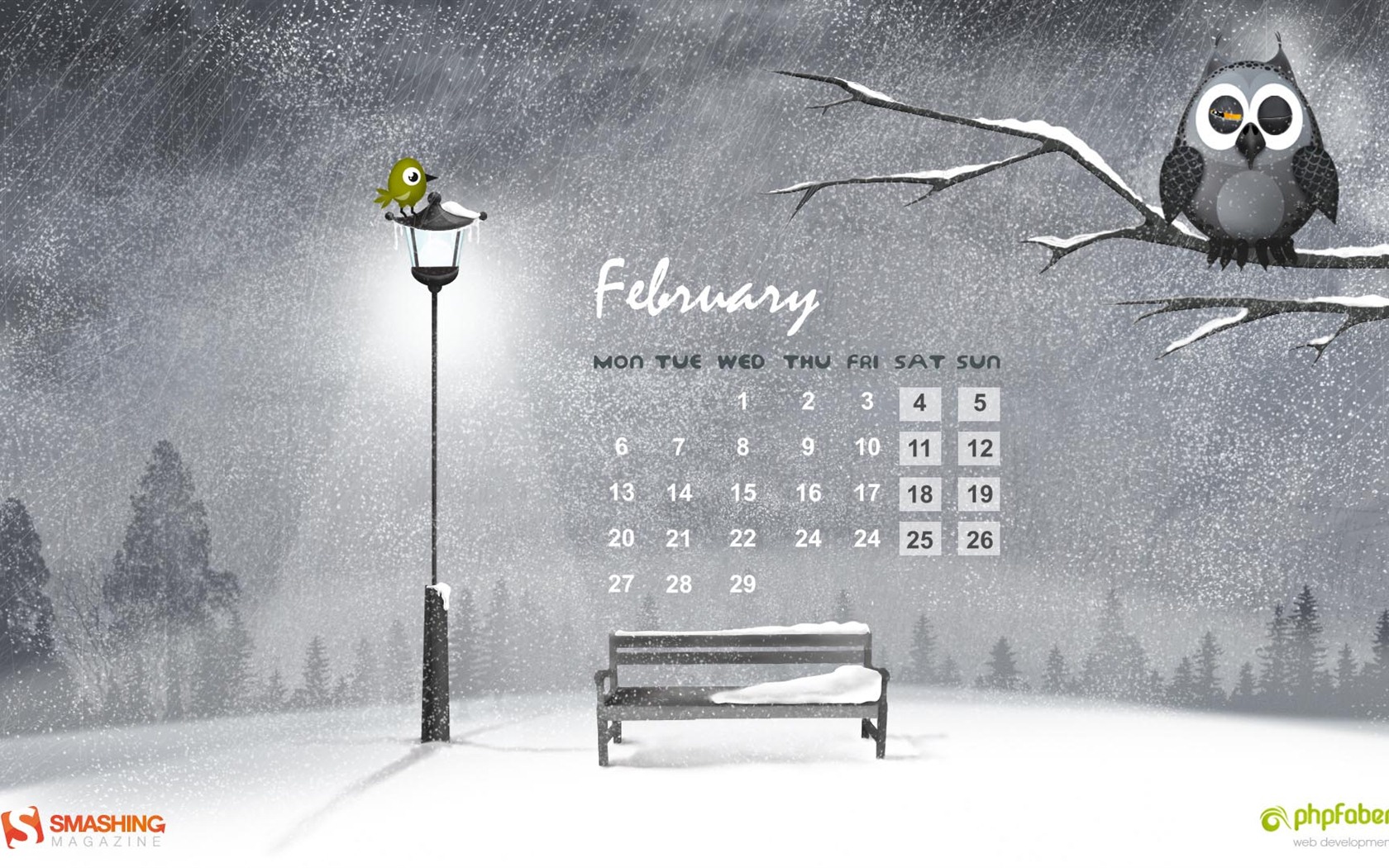 Février 2012 Calendar Wallpaper (2) #5 - 1680x1050
