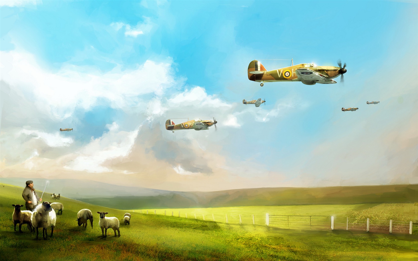 軍用機の飛行の絶妙な絵画の壁紙 #8 - 1680x1050