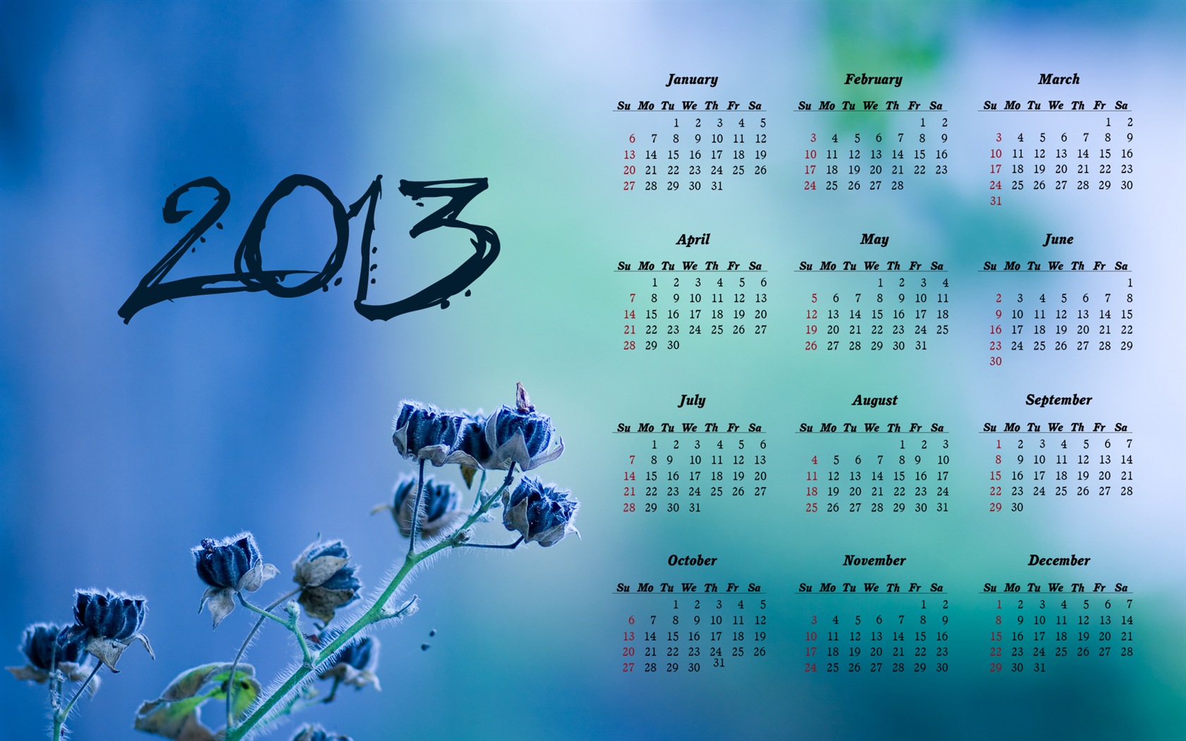 January 2013 Calendar wallpaper (1) #4 - 1680x1050