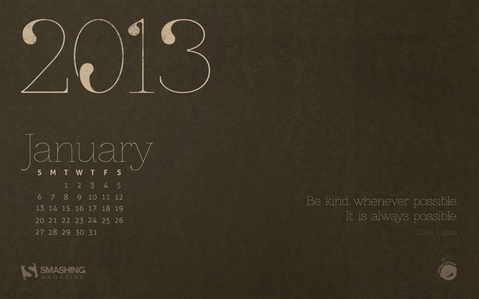 Janvier 2013 Calendrier fond d'écran (2) #7 - 1680x1050