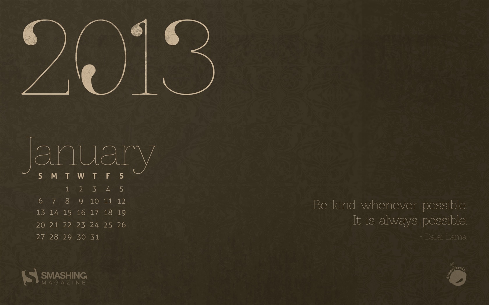 2013年1月 月曆壁紙(二) #7 - 1680x1050