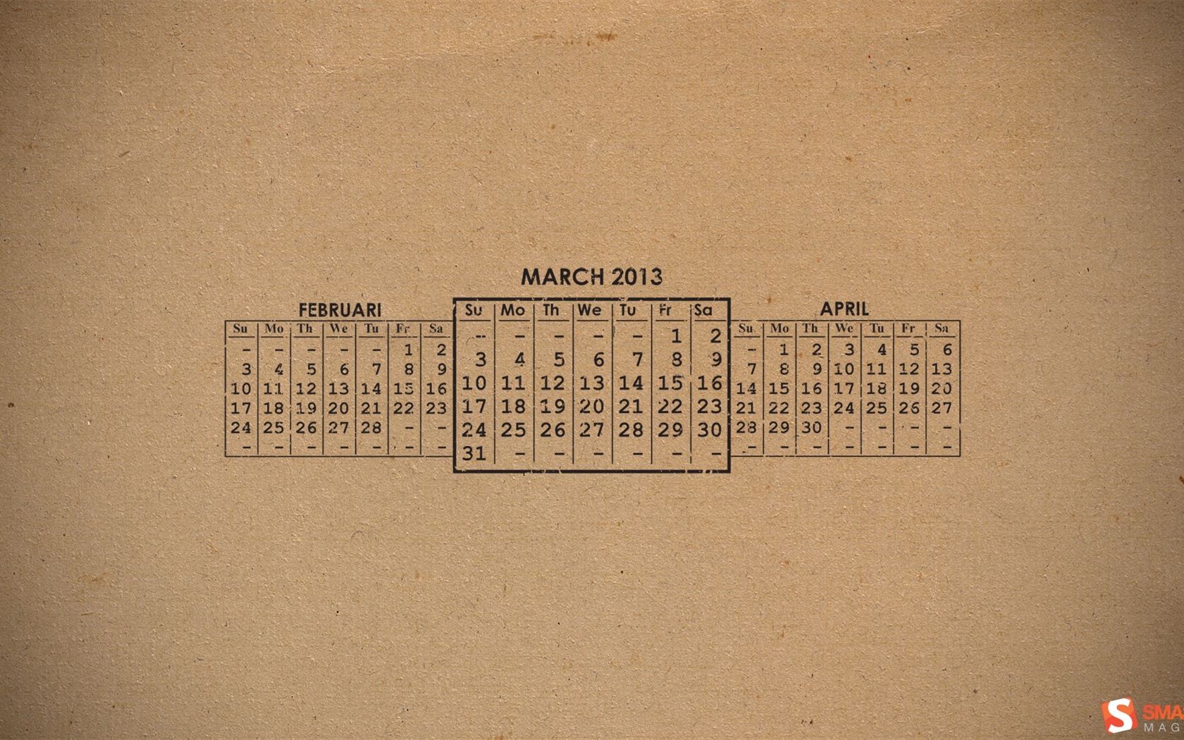 2013年3月 月曆壁紙(二) #6 - 1680x1050