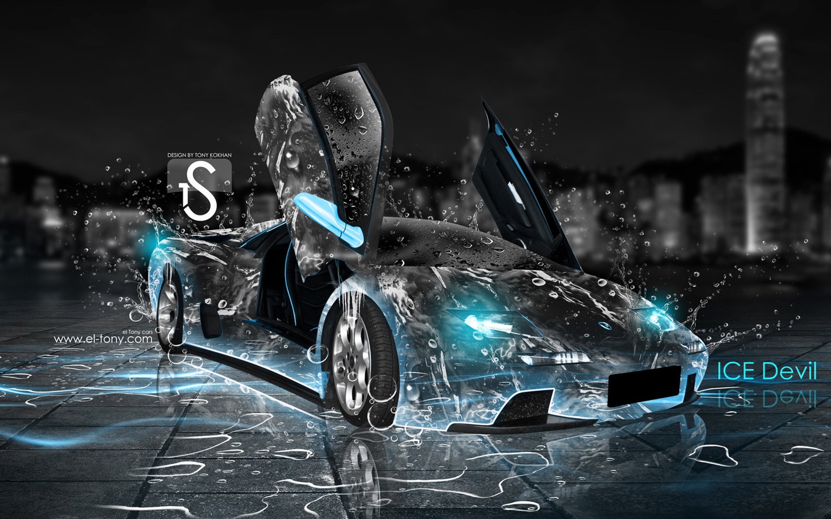 Kapky vody stříkající, krásné auto kreativní design tapety #1 - 1680x1050