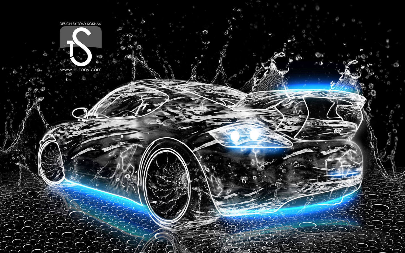 Water drops splash, beautiful car creative design wallpaper #3 - 1680x1050