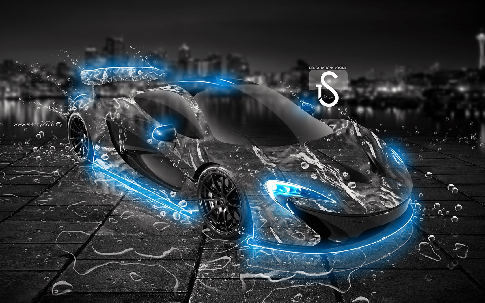 Kapky vody stříkající, krásné auto kreativní design tapety #12 - 1680x1050