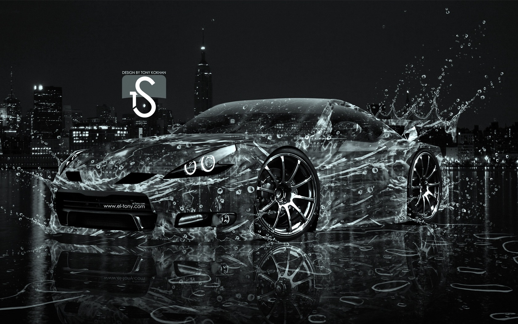 Les gouttes d'eau splash, beau fond d'écran de conception créative de voiture #17 - 1680x1050
